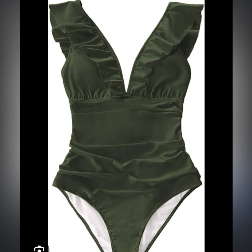 Women's Ruffled Lace Up One Piece Swimsuit